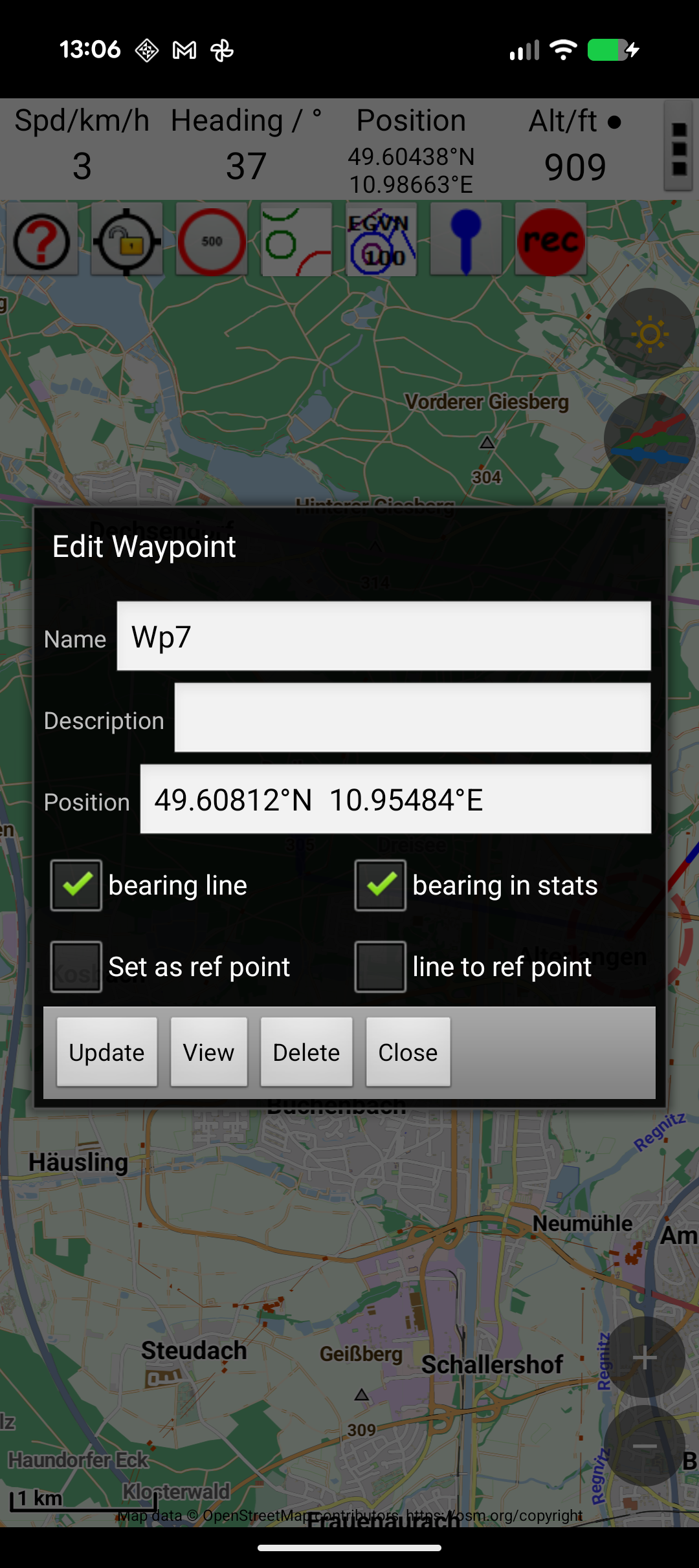 Waypoint properties dialog
